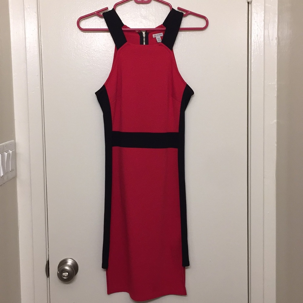 Guess red midi bodycon dress